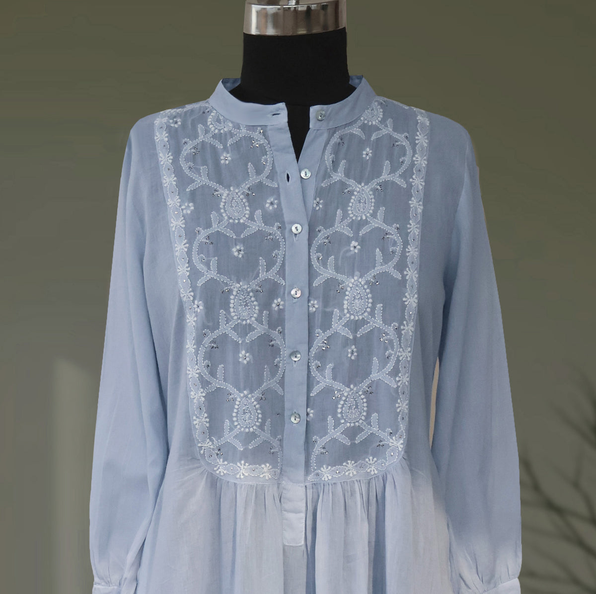 BODHI Hand Embroidered Pure Cotton Long Dress