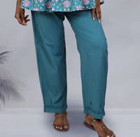 CHITRA Women's Cotton Relaxed Printed Embroidered Pants: Customizable