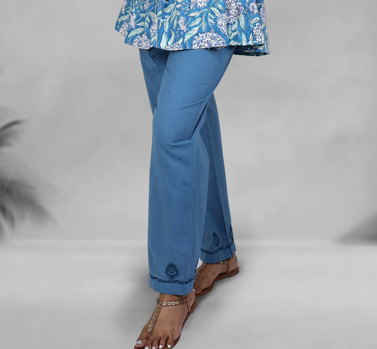 CHITRA Women's Cotton Relaxed Printed Embroidered Pants: Customizable