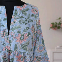 DHANIKA Block Print Pure Cotton Women Long Flared Dress