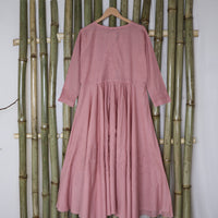 DEVINA Hand Embroidered Pure Cotton Women Long Flared Tunic Dress