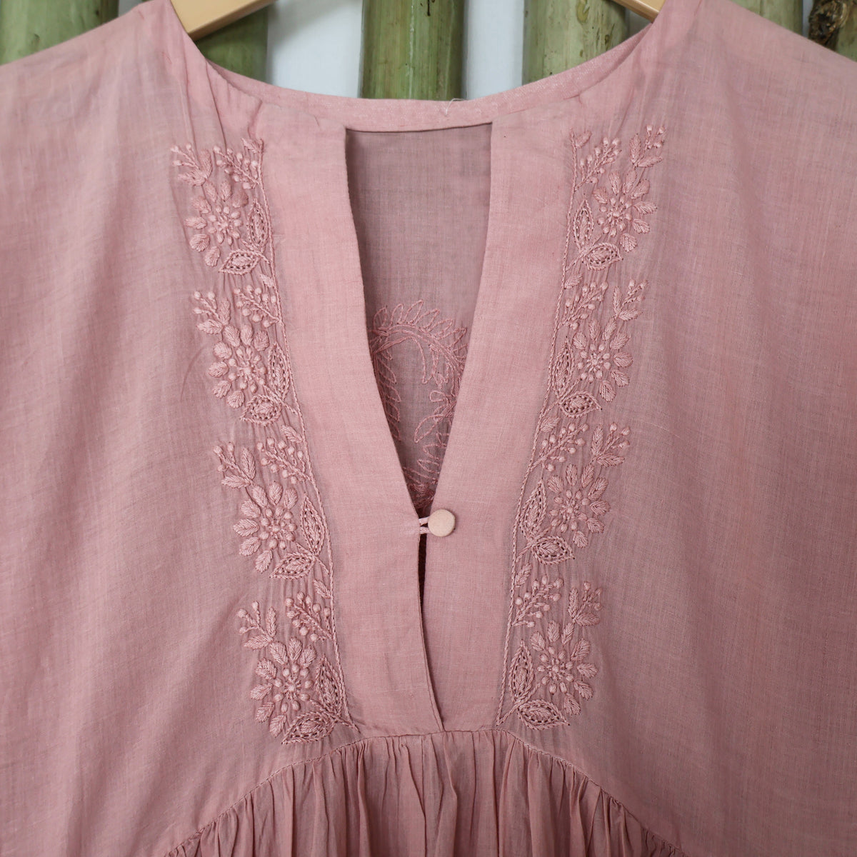 DEVINA Hand Embroidered Pure Cotton Women Long Flared Tunic Dress