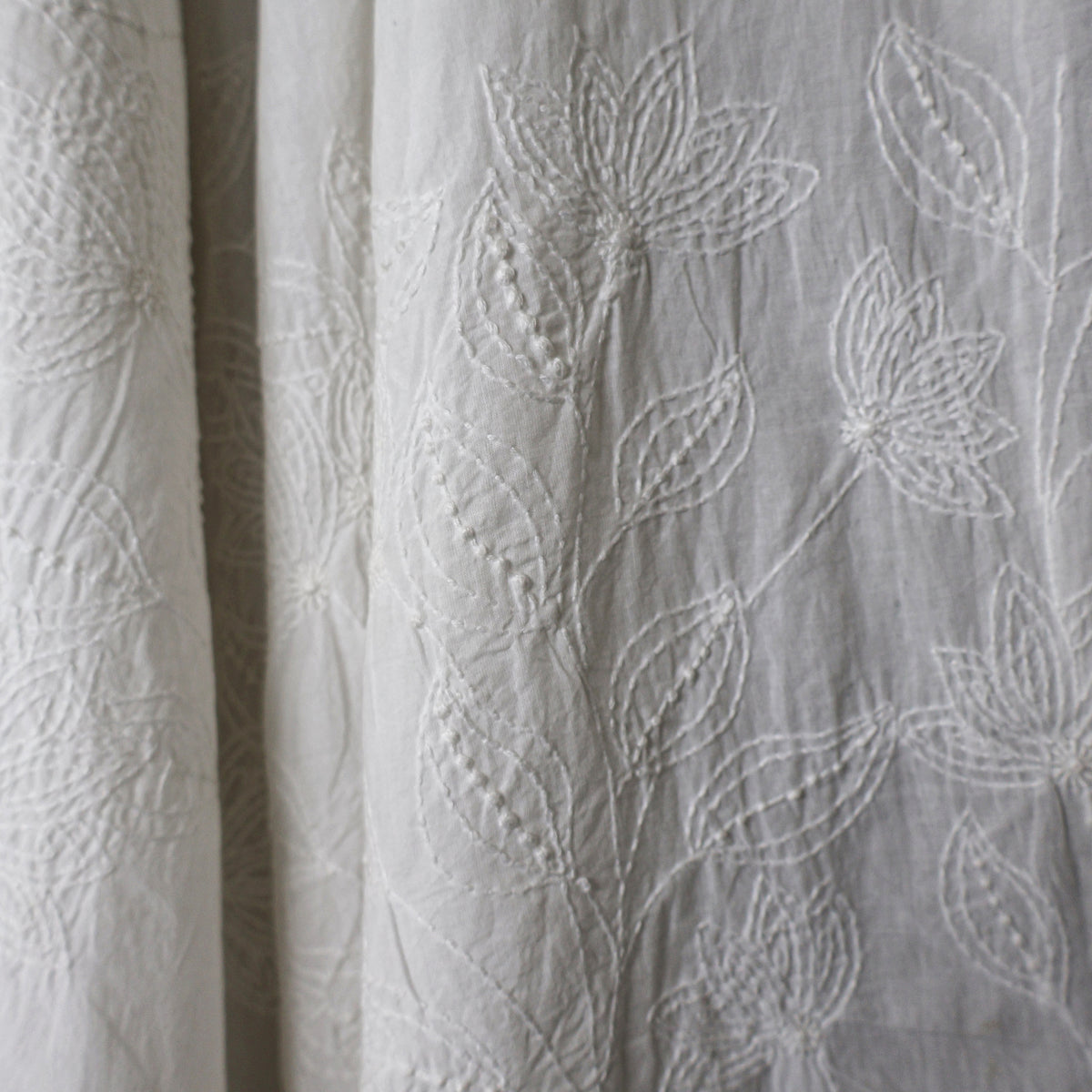DEVINA Hand Embroidered Pure Cotton Women Long Flared Tunic Dress