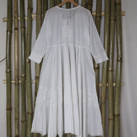 DEVINA Hand Embroidered Pure Cotton Women Long Flared Tunic Dress