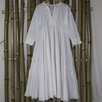 DEVINA Hand Embroidered Pure Cotton Women Long Flared Tunic Dress