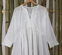 DEVINA Hand Embroidered Pure Cotton Women Long Flared Tunic Dress