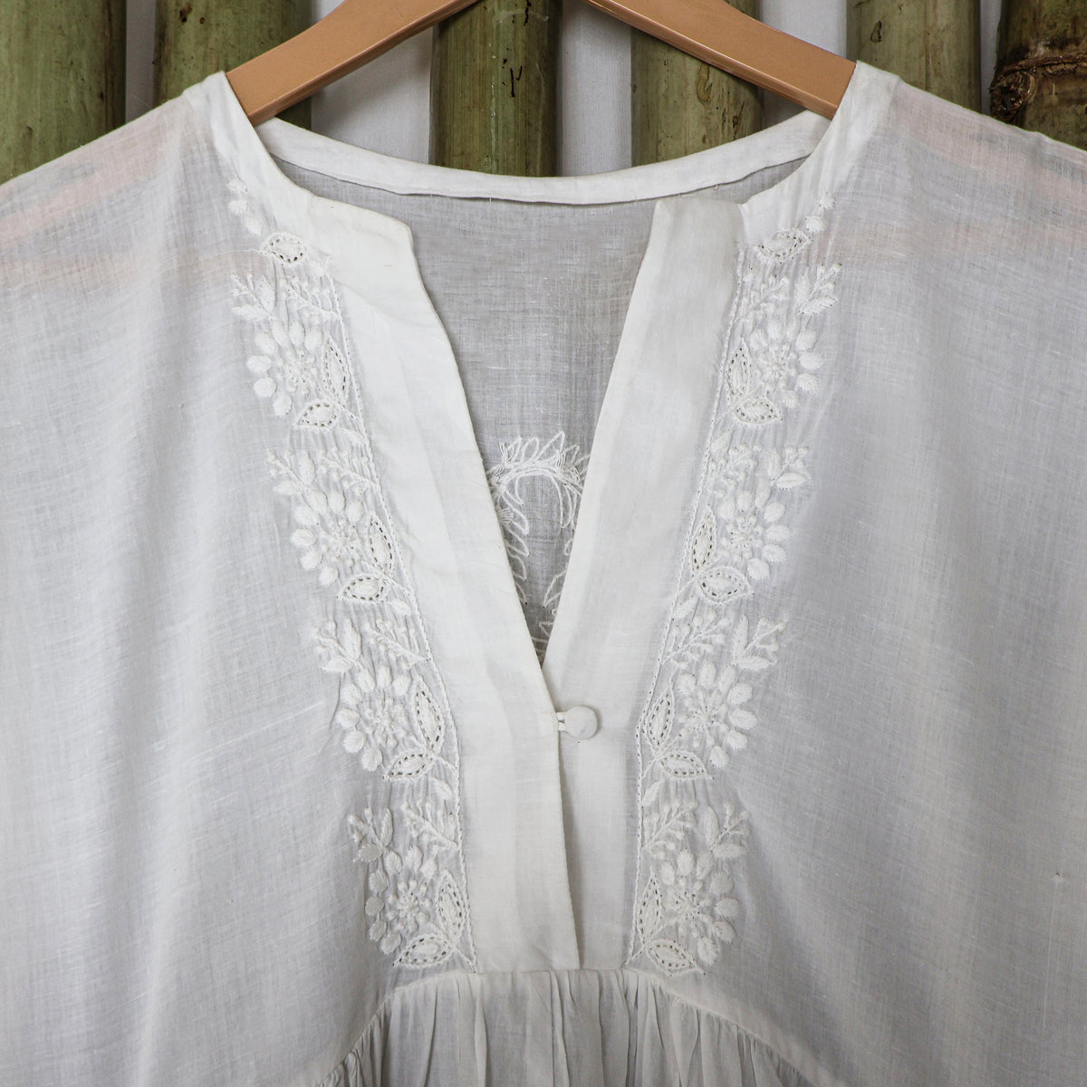 DEVINA Hand Embroidered Pure Cotton Women Long Flared Tunic Dress