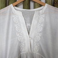 DEVINA Hand Embroidered Pure Cotton Women Long Flared Tunic Dress