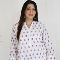DORA Pure Cotton, Jaipuri Block Print, Hand Embroidery Kurta