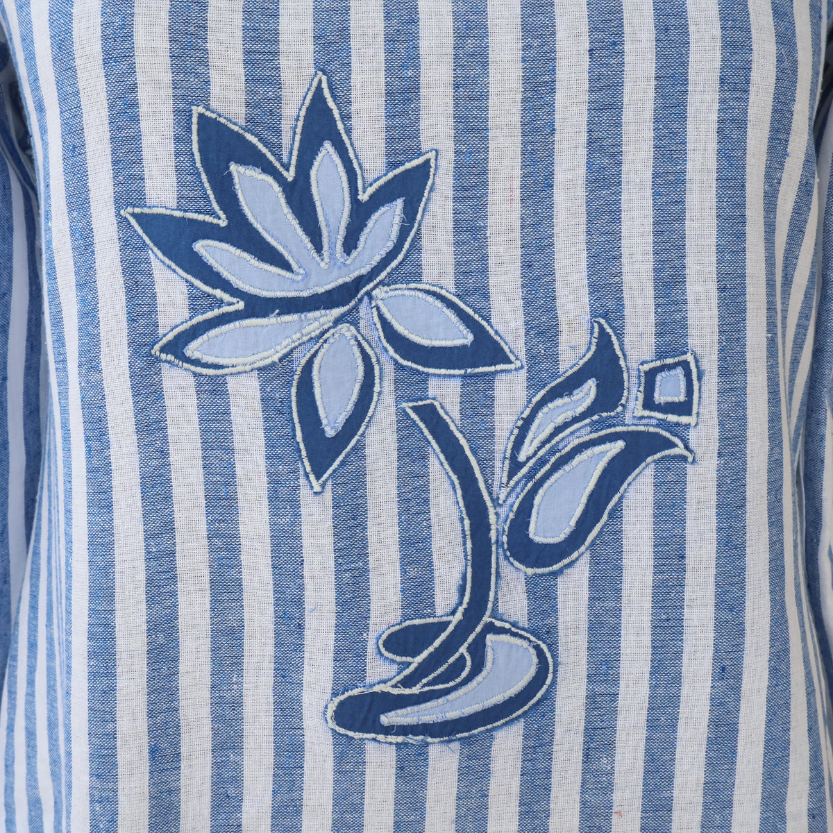 Elsa Cotton Striped Embroidered Casual Tunic