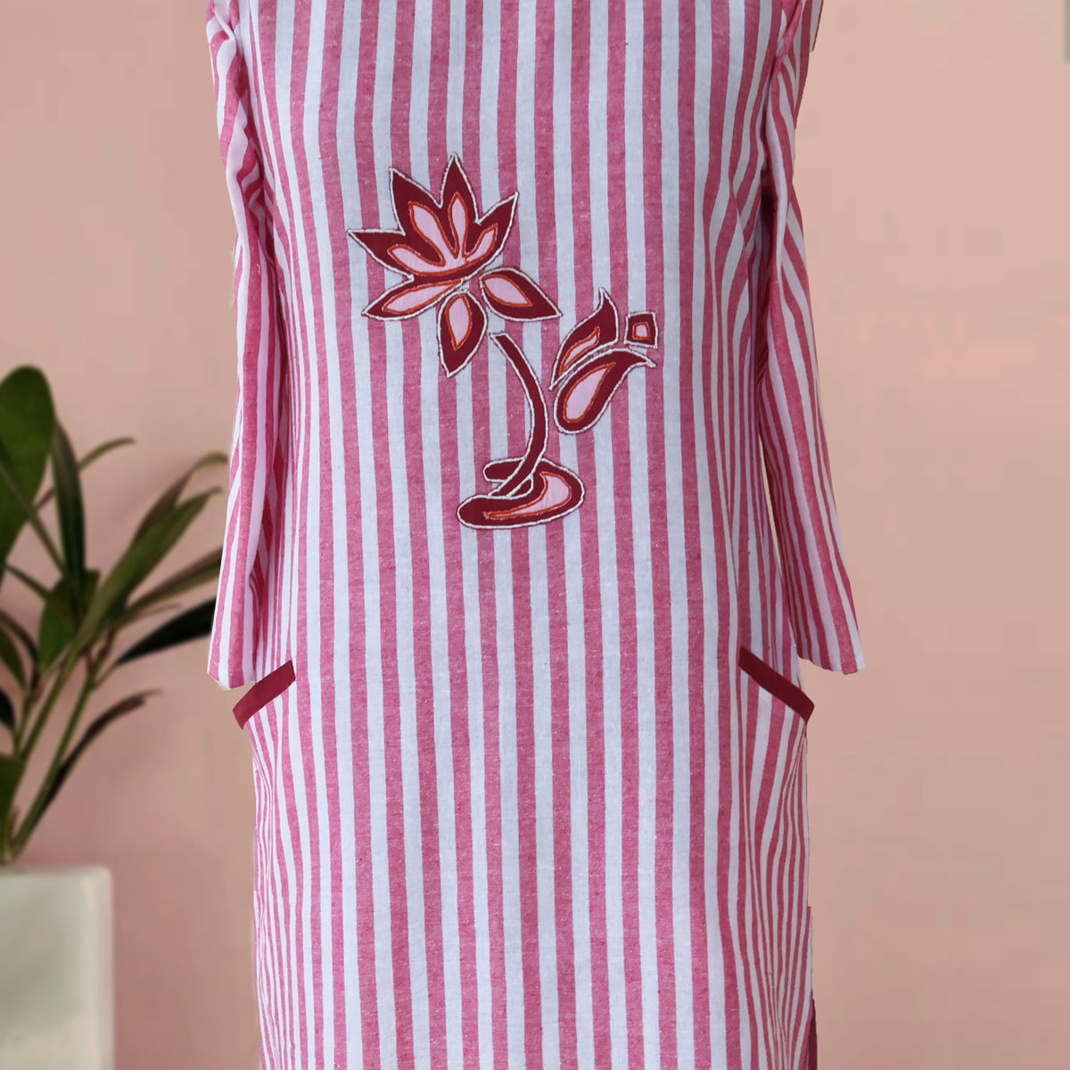 Elsa Cotton Striped Embroidered Casual Tunic