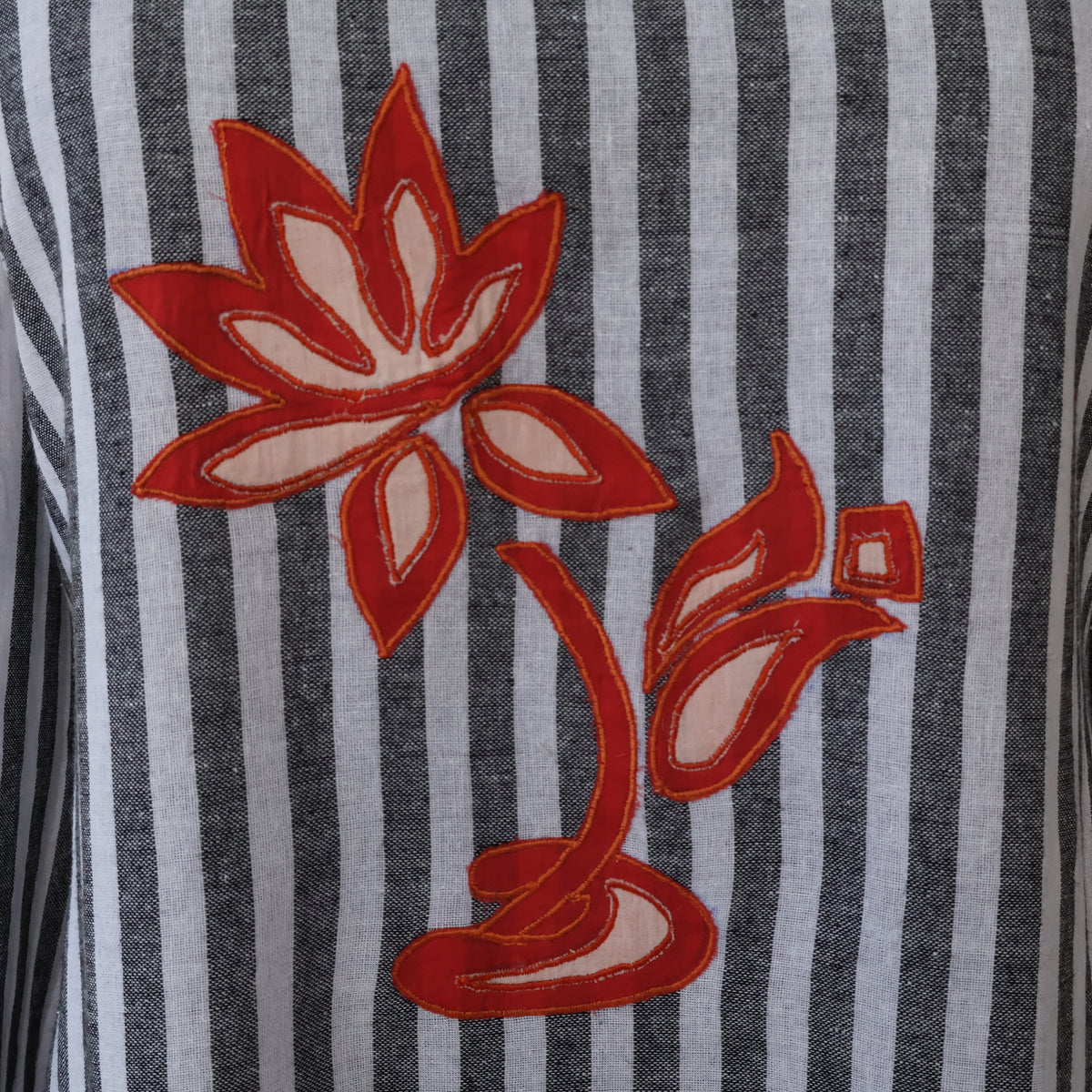 Elsa Cotton Striped Embroidered Casual Tunic