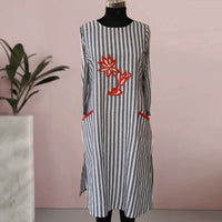 Elsa Cotton Striped Embroidered Casual Tunic