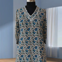 EVONA Chanderi Silk Printed Hand embroidered Tunic Dress