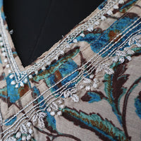 EVONA Chanderi Silk Printed Hand embroidered Tunic Dress