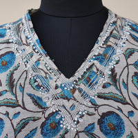 EVONA Chanderi Silk Printed Hand embroidered Tunic Dress