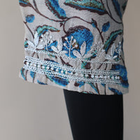EVONA Chanderi Silk Printed Hand embroidered Tunic Dress