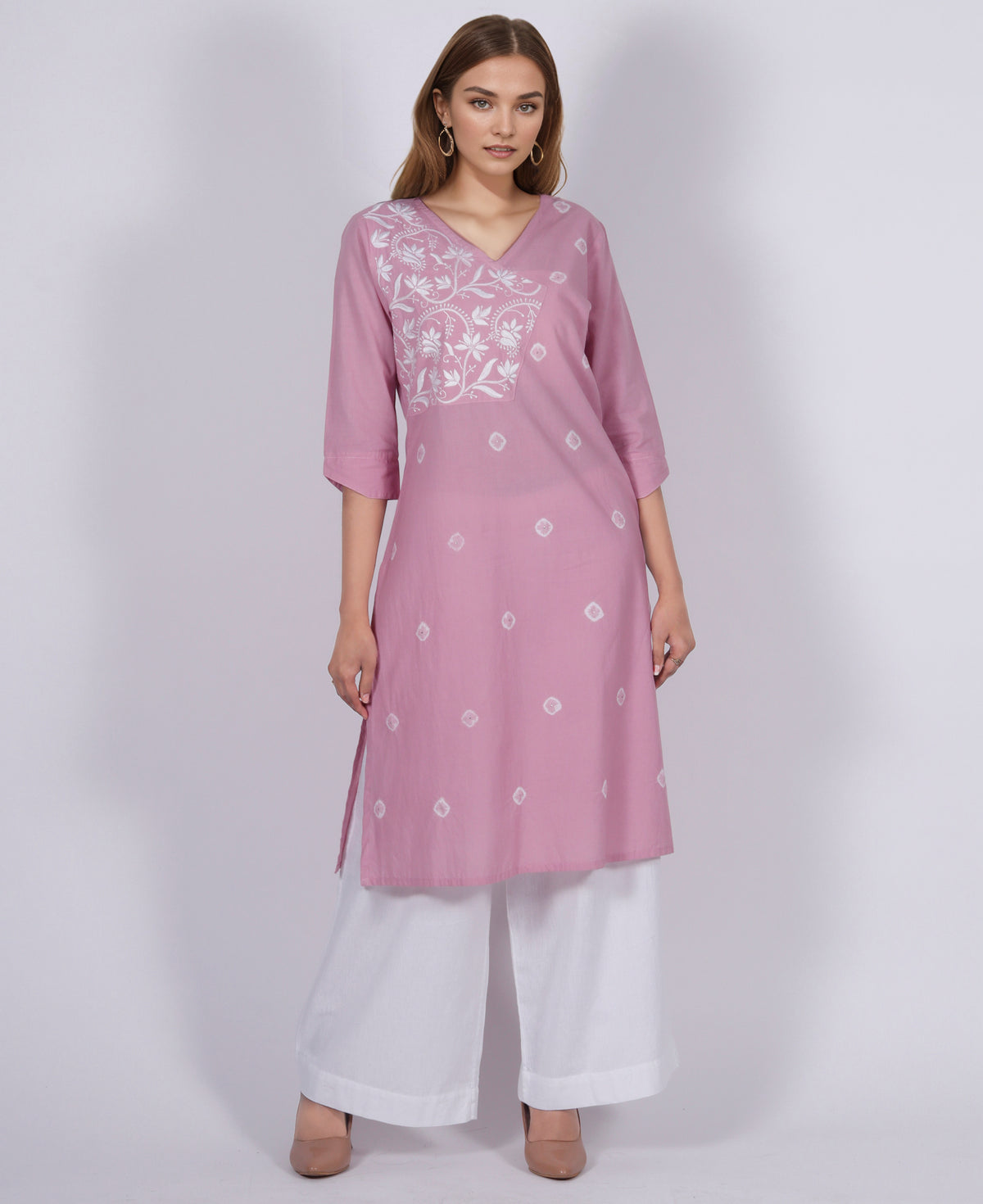 GODAVARI Pure Cotton Hand Embroidered Tie Dye Tunic Dress Kurta: Made to Order/Customizable