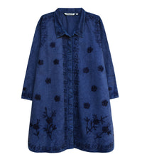 MAYA Stonewash Pure Cotton Embroidered Tunic Shirt, Top, Blouse