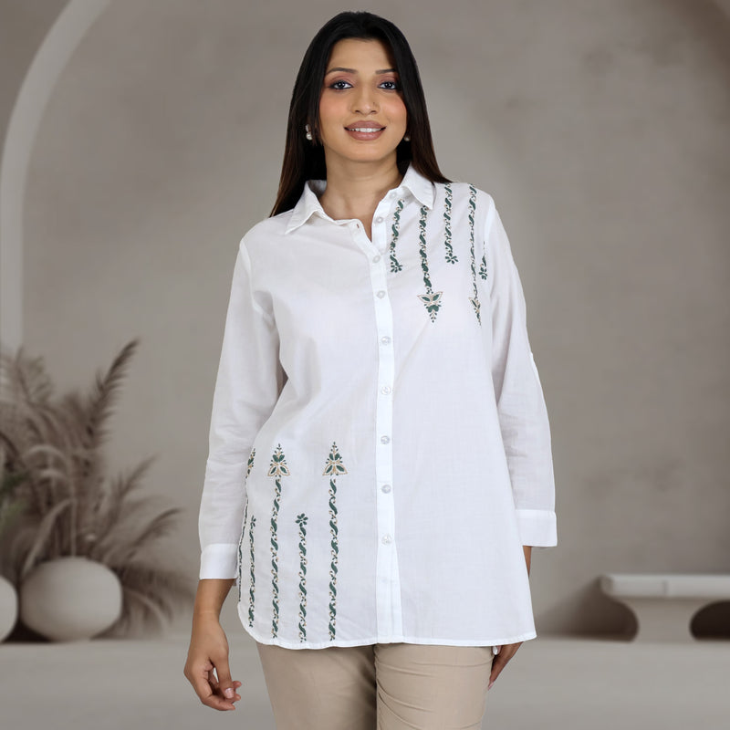 MYRA HAND EMBROIDERED PURE COTTON SHIRT