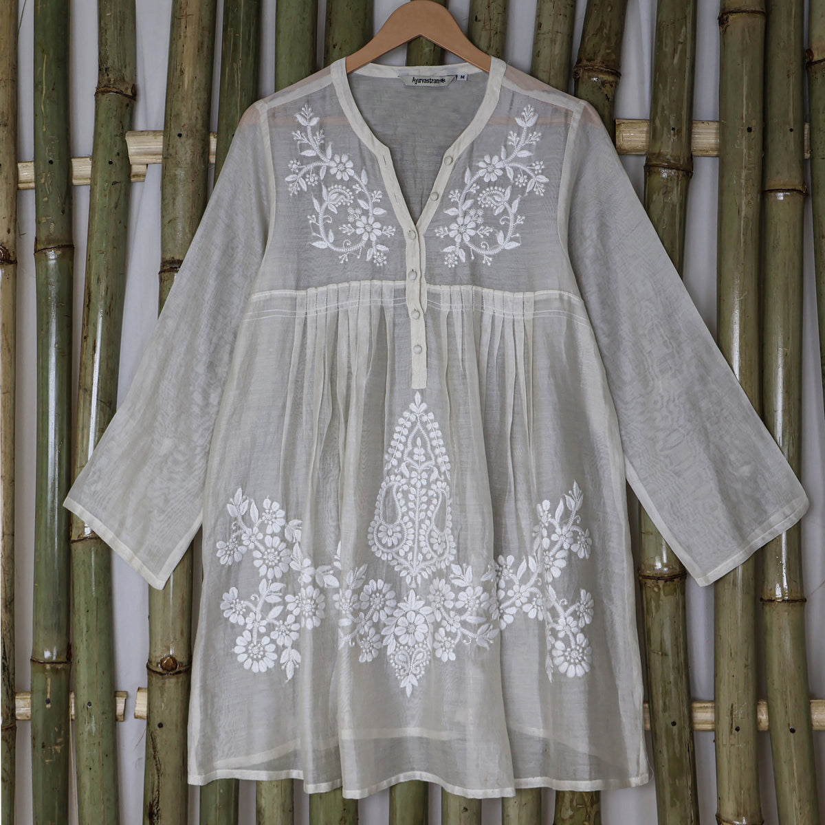 NIMI Chanderi Silk Cotton Hand Embroidered Tunic Dress: Made to Order/Customizable