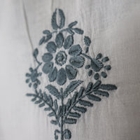 PANKHURI Soft Cotton Block Print, Hand Embroidered Long Tunic Dress