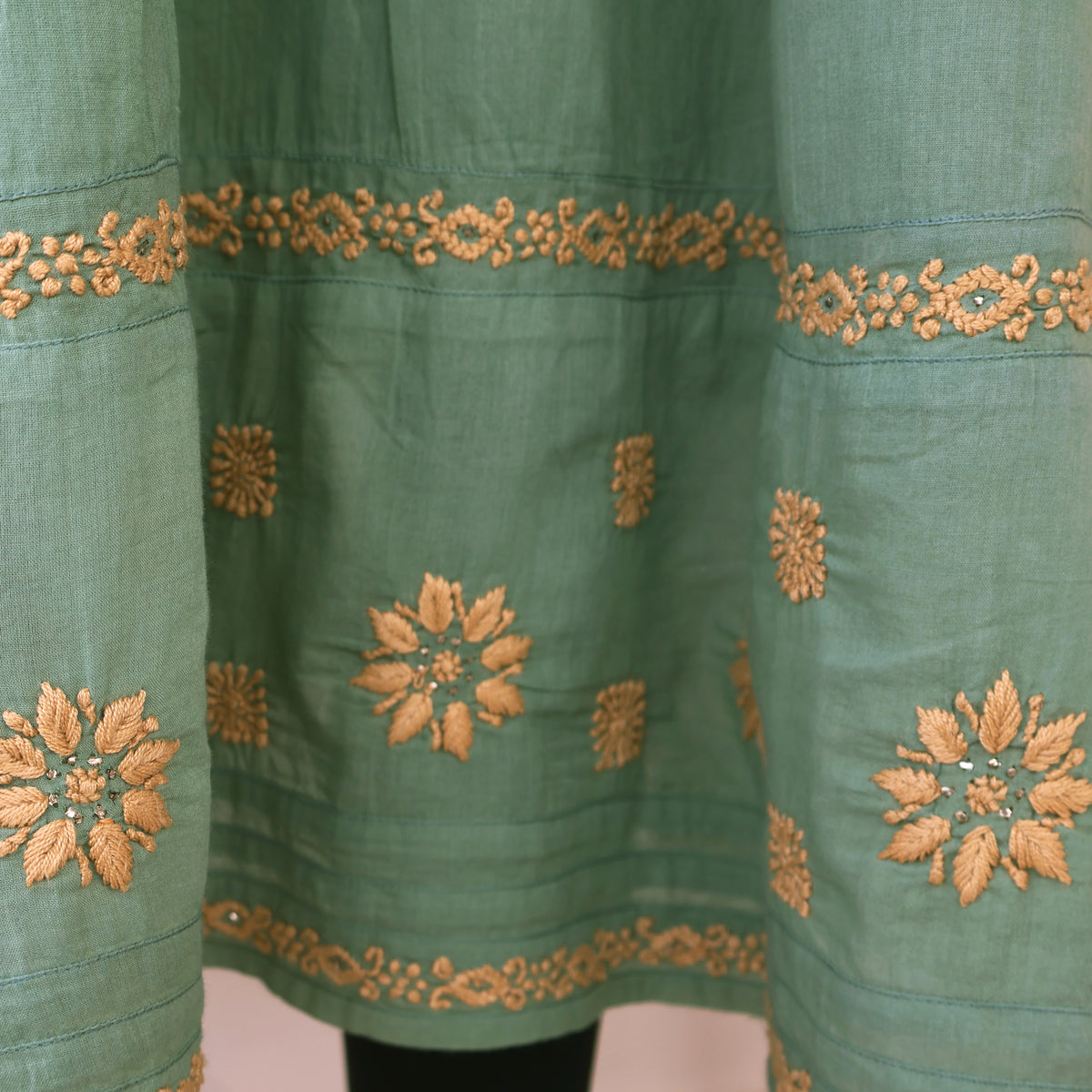 BAANI Cotton Hand Embroidered Long Dress, Kurta: Made to Order/Customizable