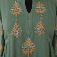 BAANI Cotton Hand Embroidered Long Dress, Kurta: Made to Order/Customizable