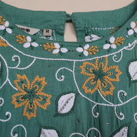 BHAVIKA Cotton Block Print Hand Embroidered Long Dress, Kurta: Made to Order/Customizable