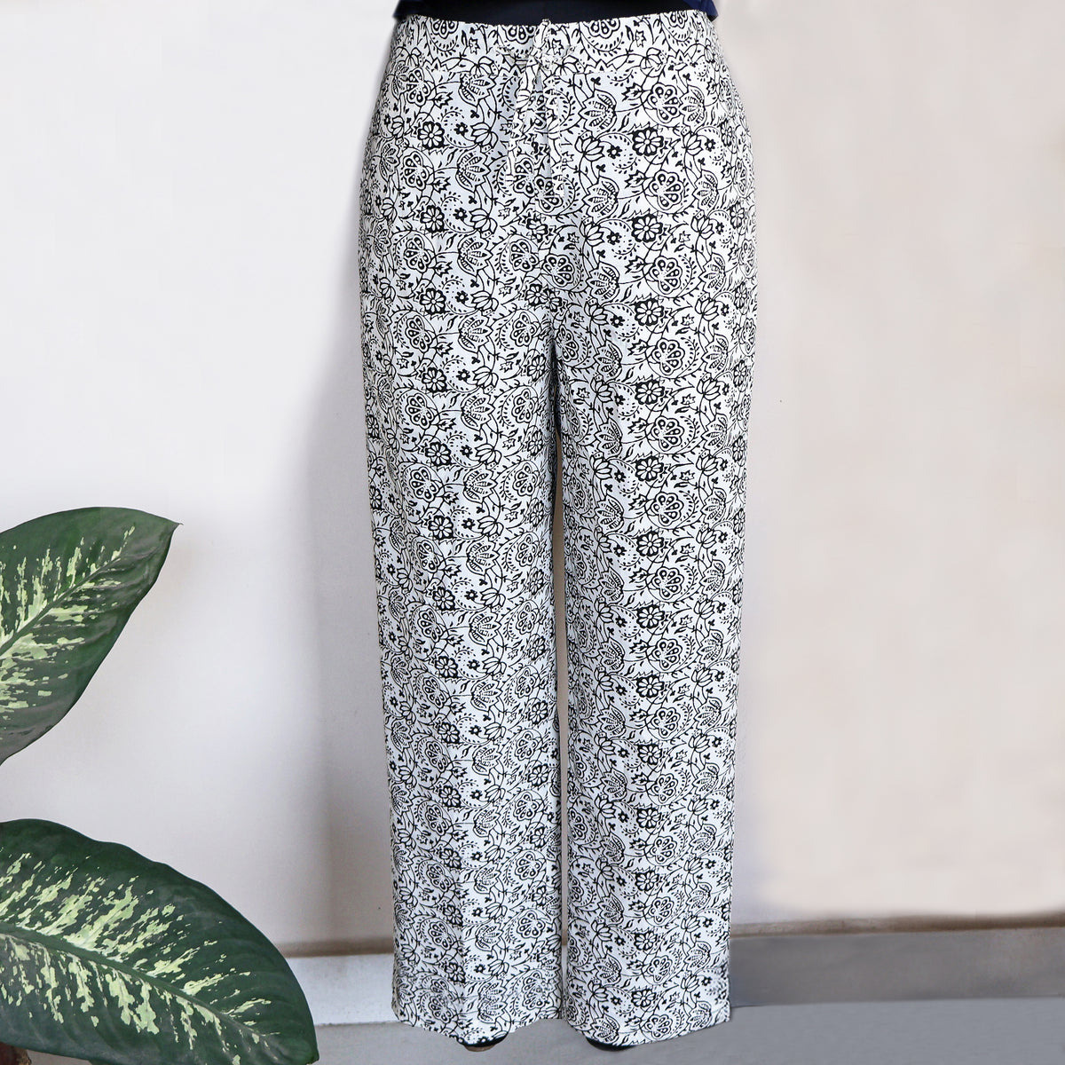 CHITRA Women's Cotton Relaxed Printed Embroidered Pants: Customizable