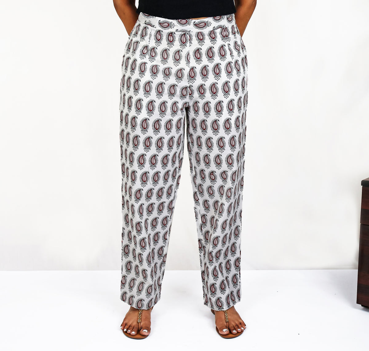 CHITRA Women's Cotton Relaxed Printed Embroidered Pants: Customizable