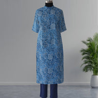 SHIKHA Block Print Pure Cotton Women Long Slim Look Kurta Dress