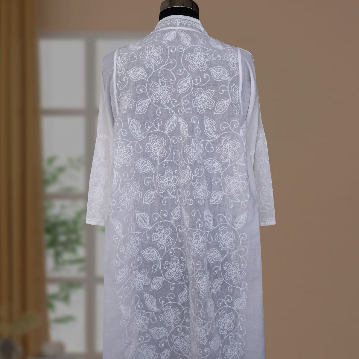 VEDIKA Hand Embroidered Pure Cotton Long Dress Kurta with optional Pants