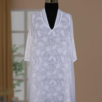 VEDIKA Hand Embroidered Pure Cotton Long Dress Kurta with optional Pants