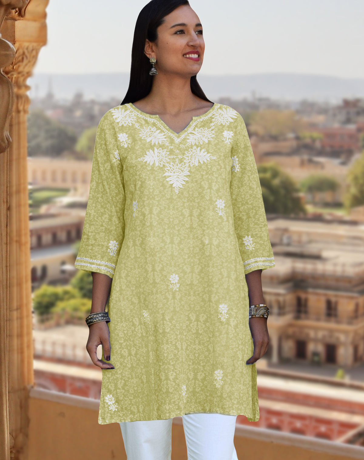 AMALA Pure Cotton, Light Weight, Printed, Hand Embroidered Tunic Top Kurti