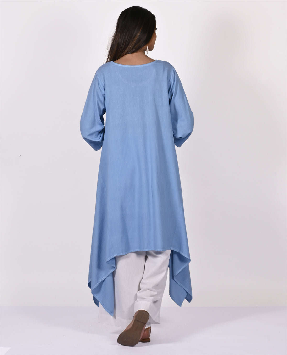BINA Printed/Solid Pure Soft Cotton Uneven Hem Long Tunic Kurta Dress: Made to Order/Customizable