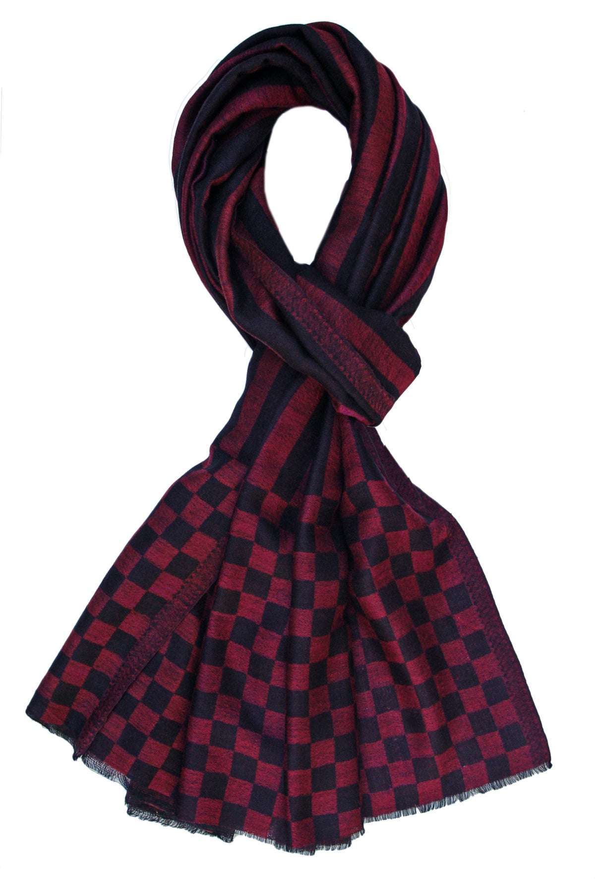 Pure Cashmere Scarf/Wrap in Checks Pattern