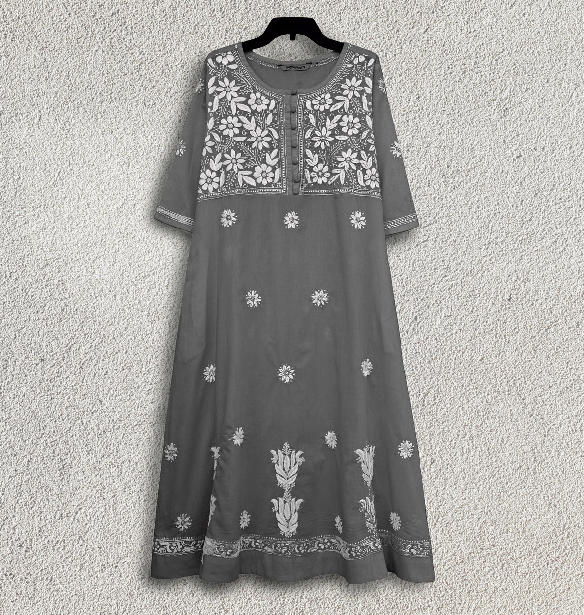 CHANDANI Pure Cotton Hand Embroidered A Line Tunic Dress Kurta: Made to Order/Customizable