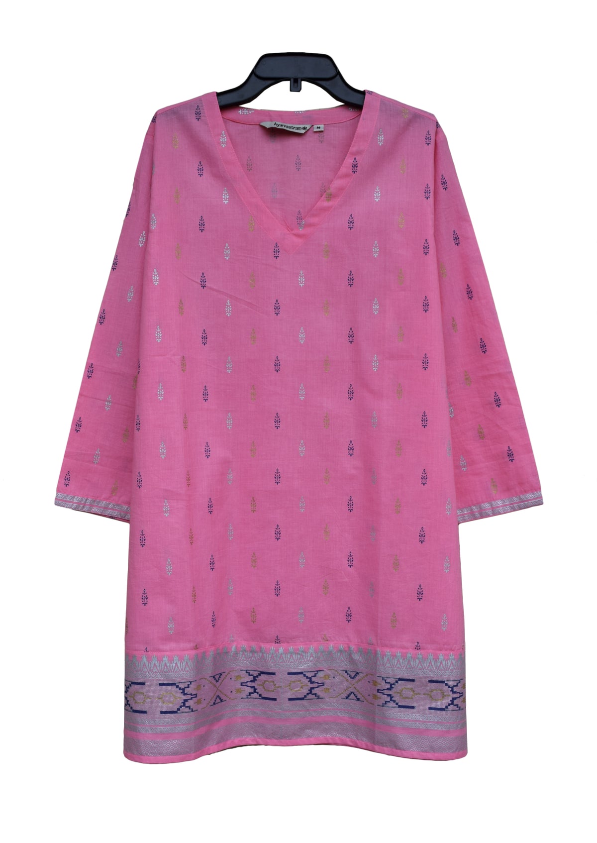 KRITIgold Block Printed Pure Cotton Tunic Top Kurti