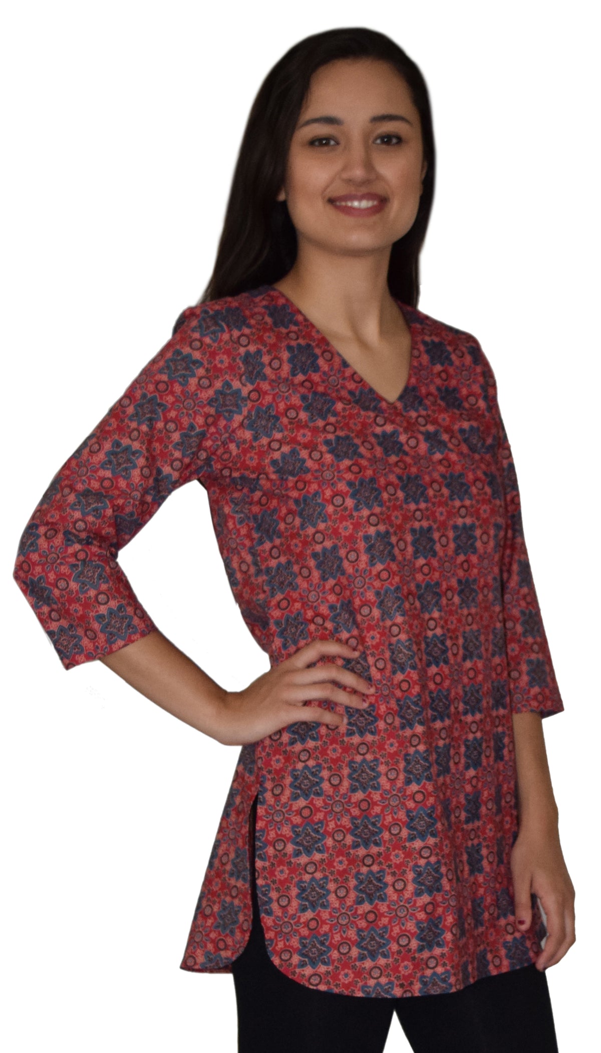 KRITIvint Block Printed Pure Cotton Tunic Top Kurti