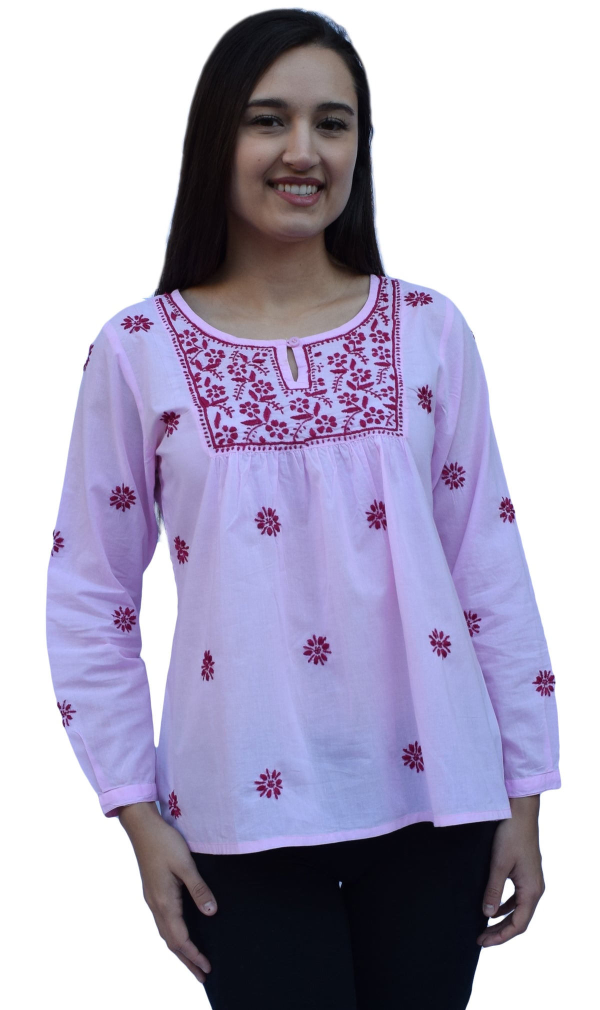 LISA Pure Cotton Hand Embroidered Boho Top, Blouse