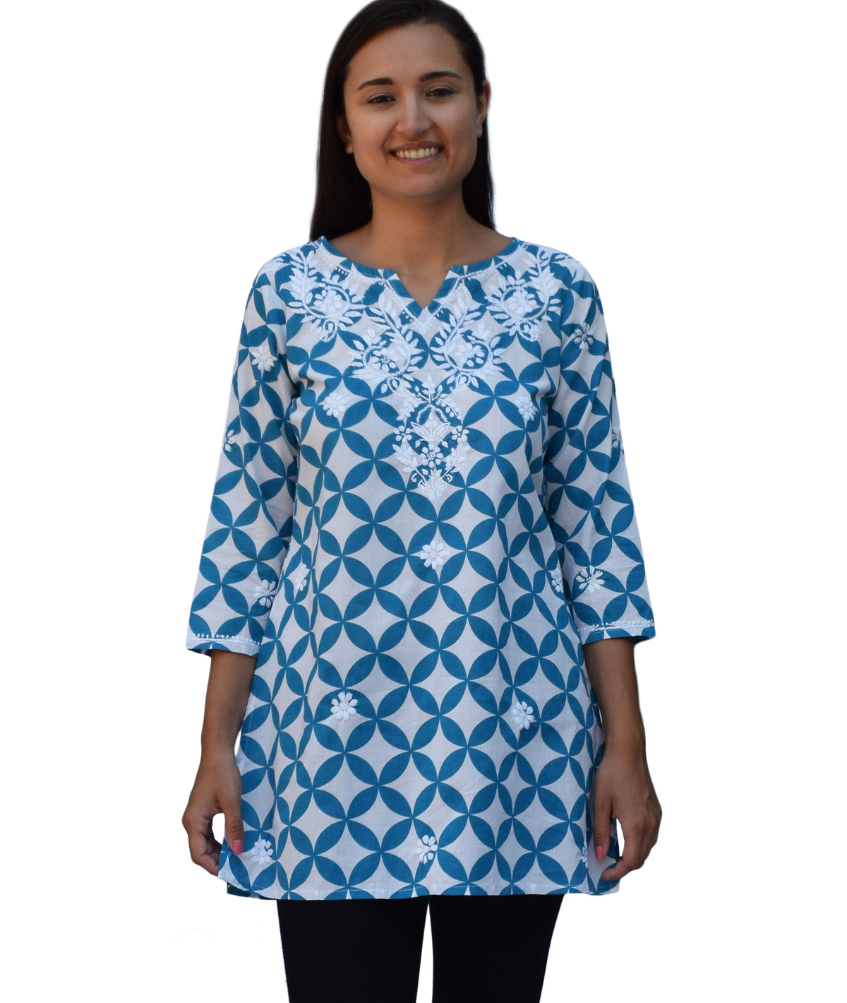 Mili Pure Cotton Printed and Hand Embroidered Tunic Top