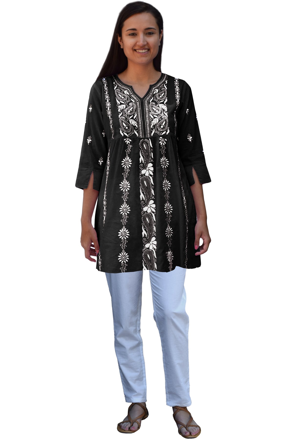 NEERA Hand Embroidered Pure Soft Cotton Tunic Kurta Dress: Made to Order/Customizable