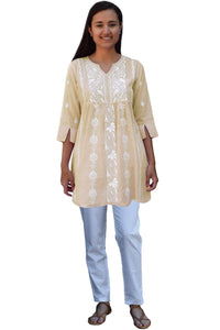 NEERA Hand Embroidered Pure Soft Cotton Tunic Kurta Dress: Made to Order/Customizable