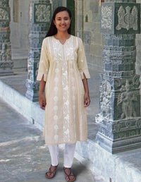 Nilsa Hand Embroidered Pure Soft Cotton Long Tunic Kurta Dress: Made to Order/Customizable