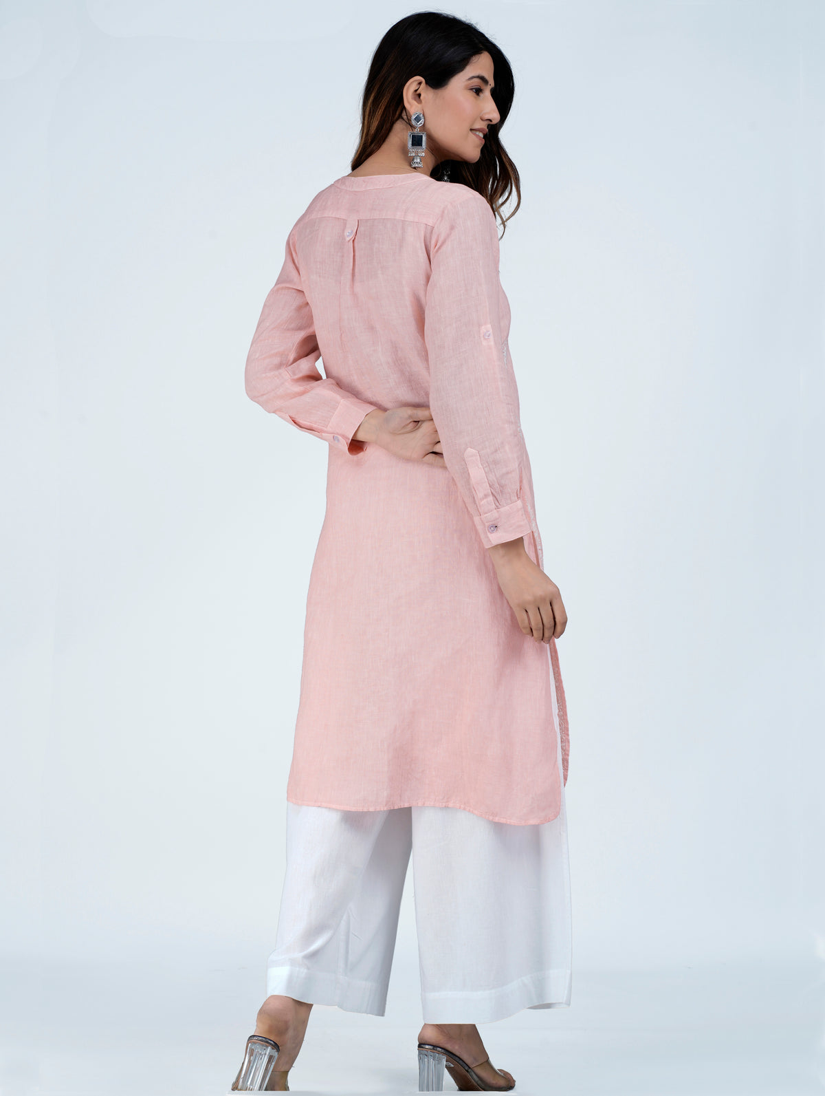 KALAPI Linen-Cotton Hand Embroidered Tunic Kurti: Made to Order/Customizable