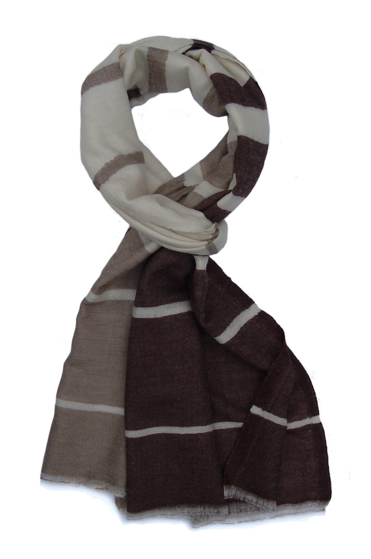 Pure Cashmere Scarf/Wrap in Stripes Pattern