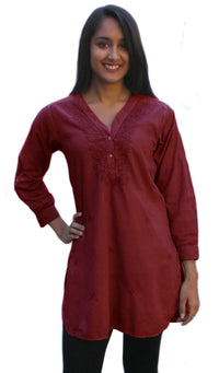 Uma Hand Embroidered Pure Cotton Shirt Tunic (Plus Sizes)