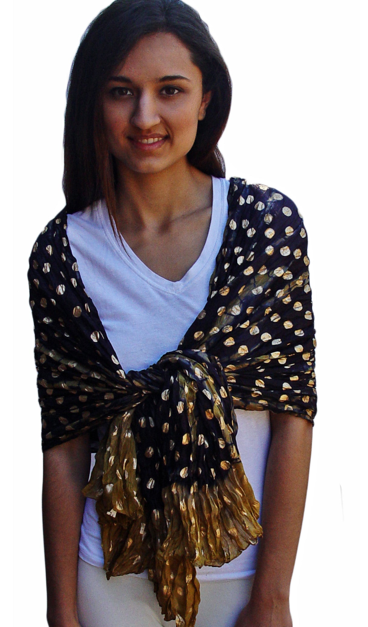 Crinkled Pure Silk Tie Dye Scarf – Ayurvastram