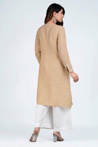 SADHYA Linen-Cotton Hand Embroidered Tunic Kurti: Made to Order/Customizable